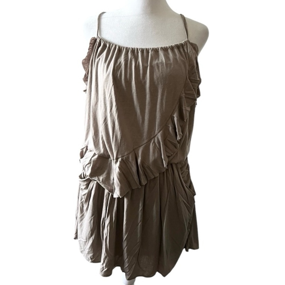 Mason Tan Ruffled One Shoulder Camisole Dress